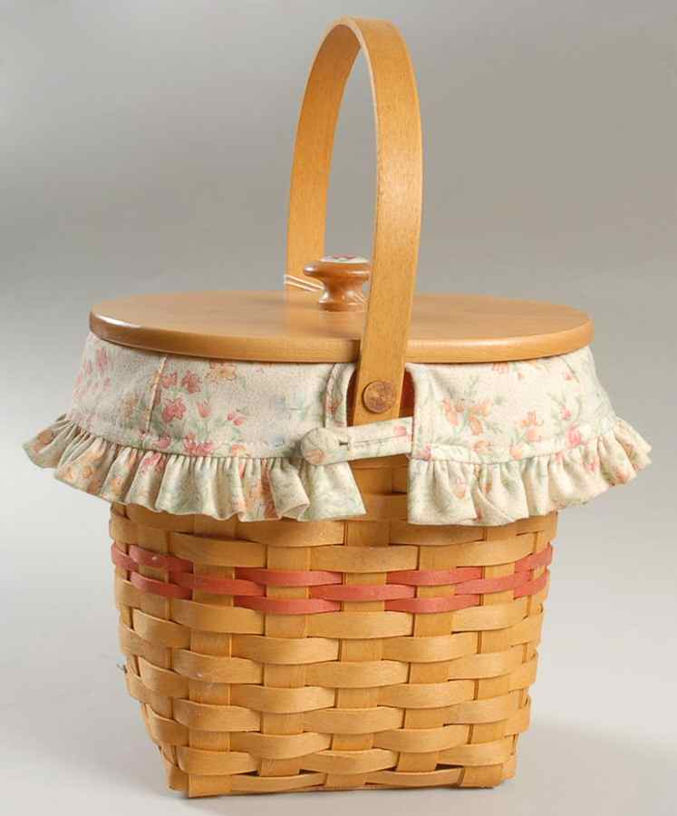 Baskets Vintage Blossoms Basket W/Lid,Liner&Protector by Longaberger-1