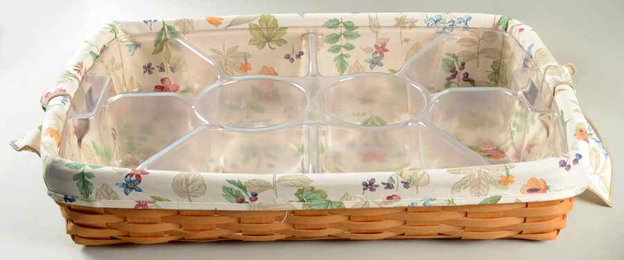 Baskets Serving Tray Basket & Liner w/10 Part Protector by Longaberger-1