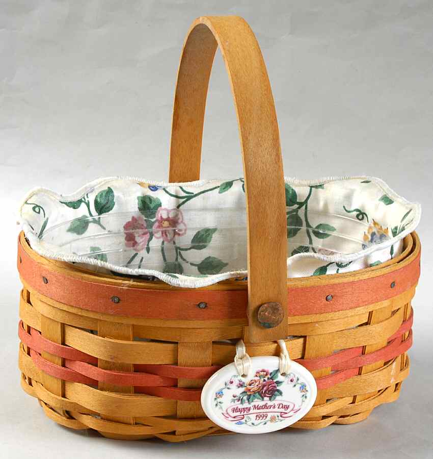 Baskets Tea for Two Basket W/Liner, Protector & Charm by Longaberger-1