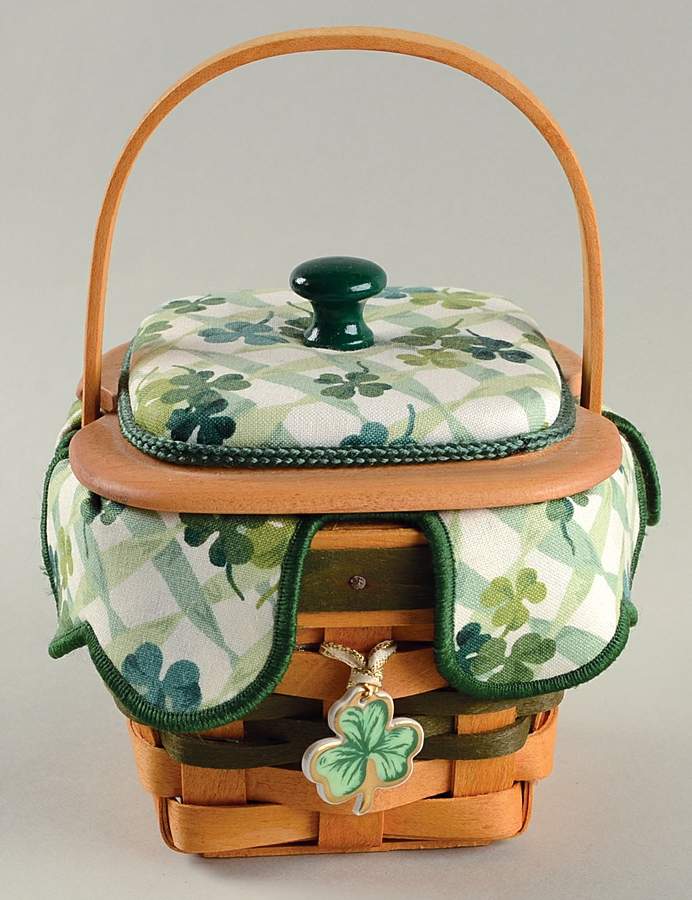 Baskets Lots of Luck Basket & Lid w/Liner,Protector&Charm by Longaberger-1