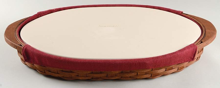 Baskets Oval Serving Tray Basket&Liner w/Lidded Protector by Longaberger-1