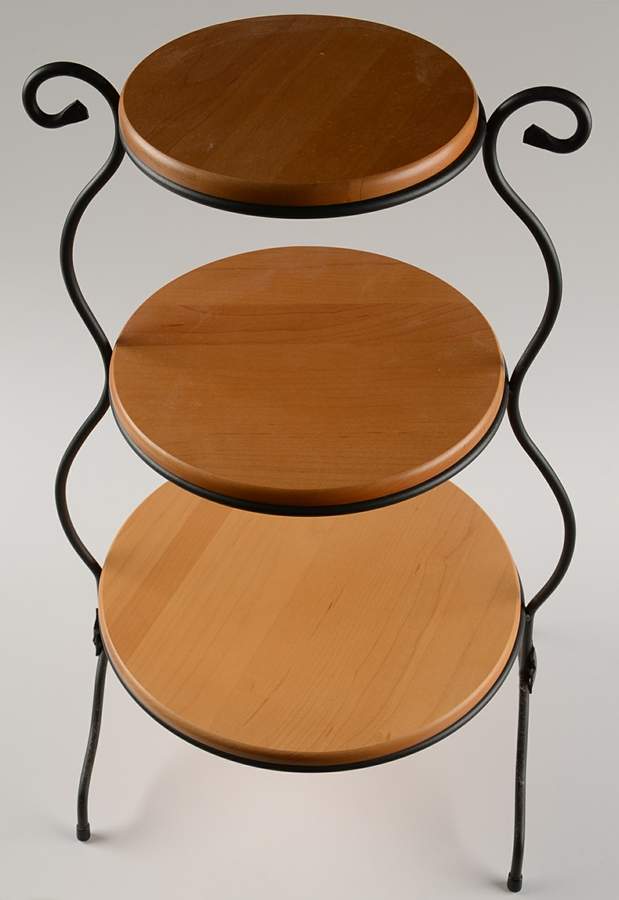 Baskets 3 Tier Metal Mixing Bowl Stand & Wood Shelves by Longaberger-1