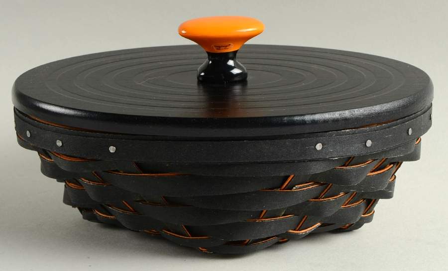 Baskets Small Oval Diamond Halloween & Lid w/Protector by Longaberger-1