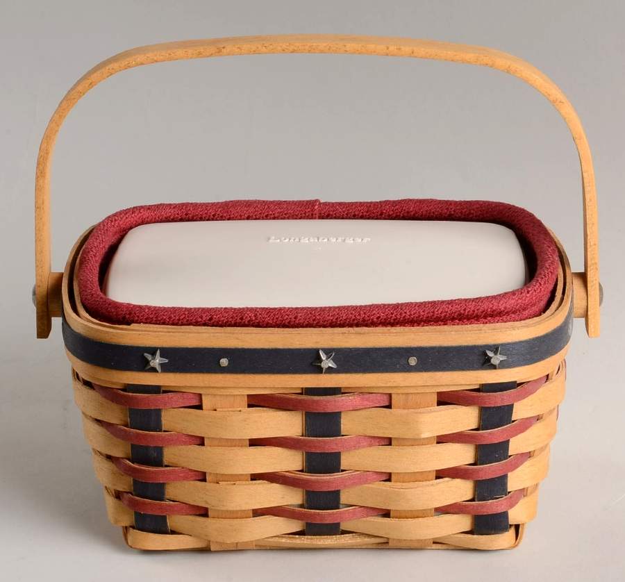 Baskets Proudly American Tea Basket&Liner w/Divided Protec by Longaberger-1