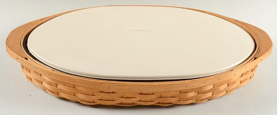 Baskets Oval Serving Tray Basket with Protector & Lid by Longaberger-1