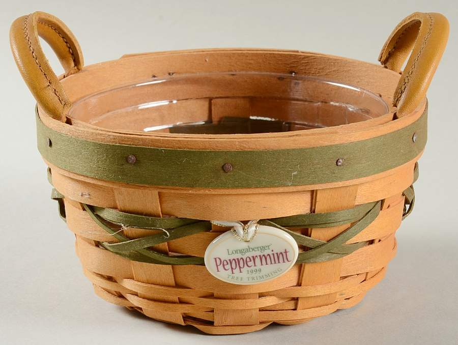 Baskets Green Peppermint Basket & Protector w/Charm by Longaberger-1