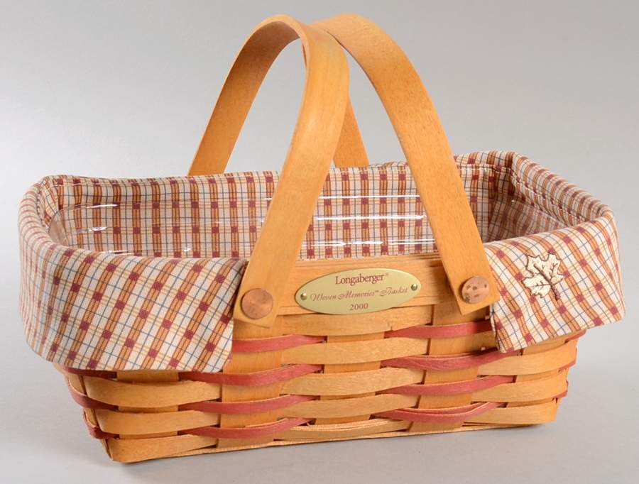 Baskets 2000 Red Accent Woven Memories w/Liner&Protector by Longaberger-1