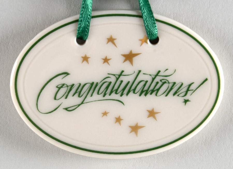 Baskets Green Congratulations Basket Charm Tie-On by Longaberger-1
