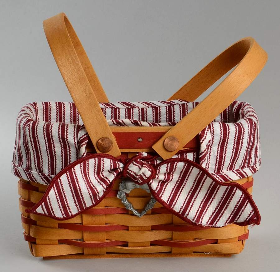 Baskets Red Picture Perfect w/Liner, Protector & Charm by Longaberger-1