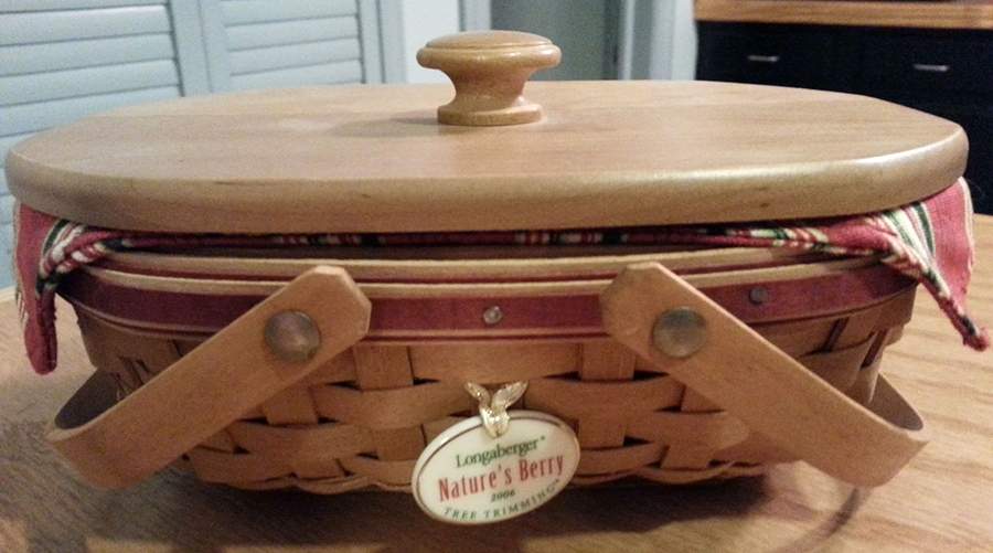 Baskets Red Nature's Berry&Lid w/Liner,Protector & Charm by Longaberger-1