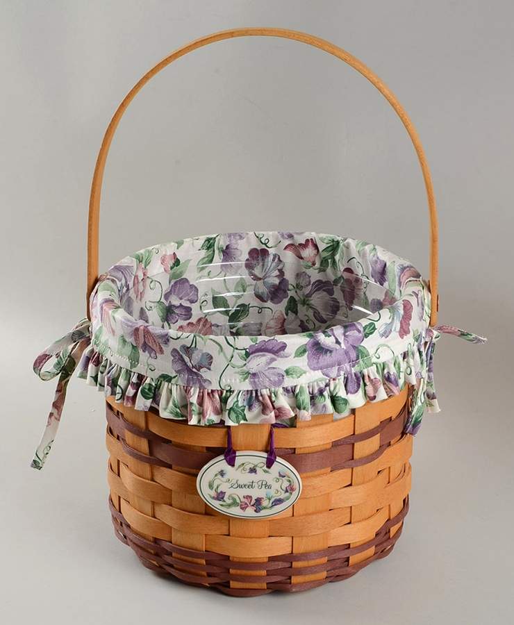 Baskets Sweet Pea Basket & Liner w/Protector & Charm by Longaberger-1