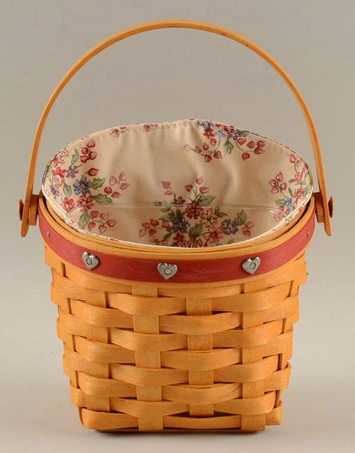 Baskets Red Love Notes Basket & Liner with Protector by Longaberger-1