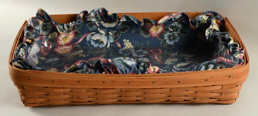 Baskets Serving Tray Basket & Liner w/Shallow Protector by Longaberger-1