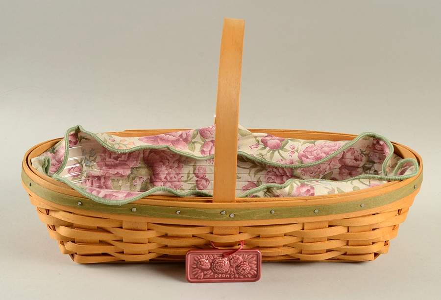 Baskets Peony Basket W/Liner,Protector & Charm by Longaberger-1