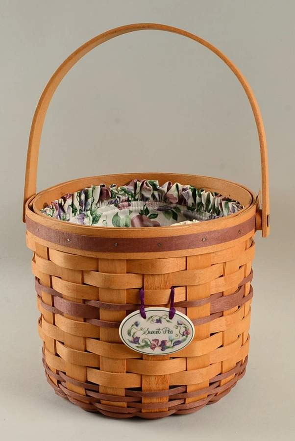 Baskets Sweet Pea Basket & Liner with Charm Tie-On by Longaberger-1