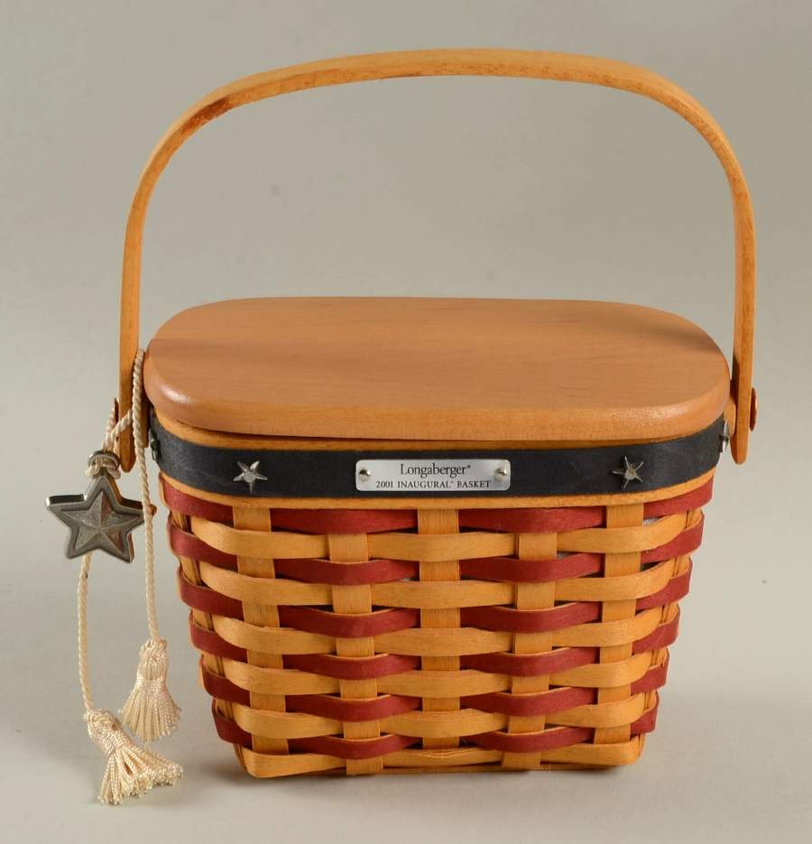 Baskets 2001 Inaugural Basket&Lid w/Liner,Protector&Charm by Longaberger-1