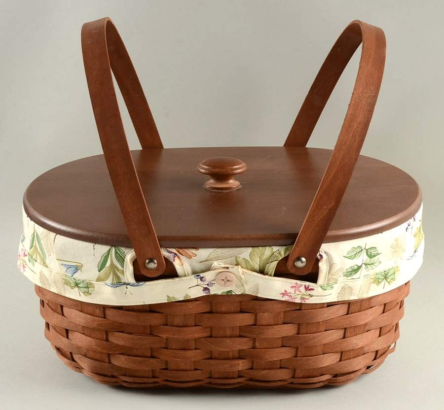 Baskets Oval Market Basket&Lid w/Liner & Protector by Longaberger-1