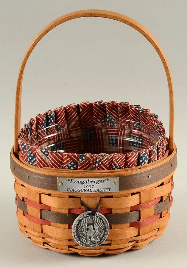 Baskets 1997 Inaugural Basket & Liner w/Protector & Charm by Longaberger-1