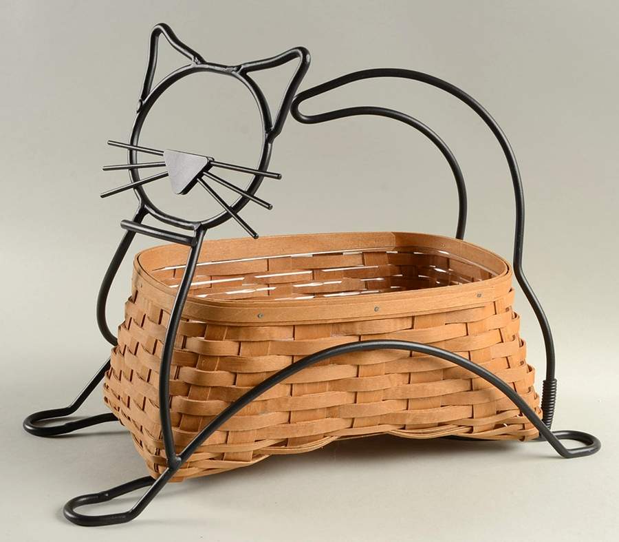 Baskets Black Cat Basket & Protector with Metal Stand by Longaberger-1