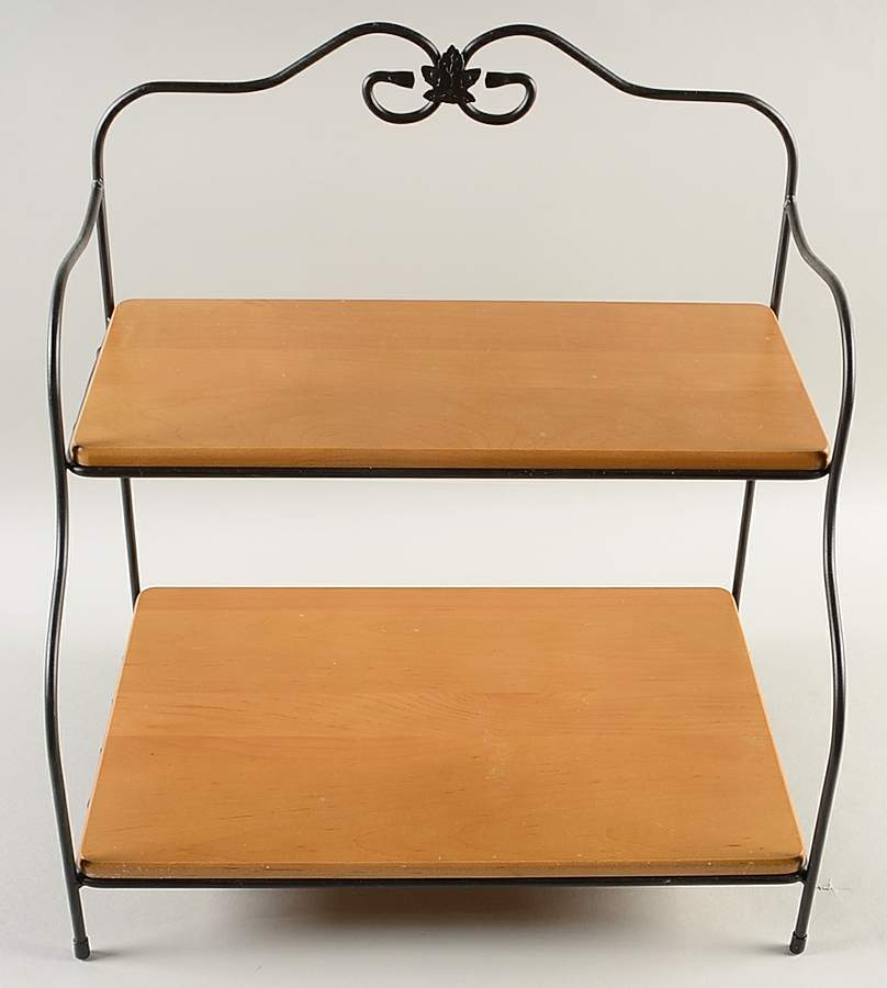 Baskets Small Metal Baker's Rack & Wood Shelves by Longaberger-1
