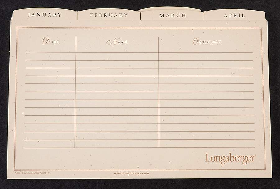Baskets Package of Paper Montly Dividers by Longaberger-1