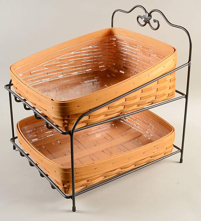 Baskets Paper Tray Basket Set & Protectors w/Metal Stand by Longaberger-1