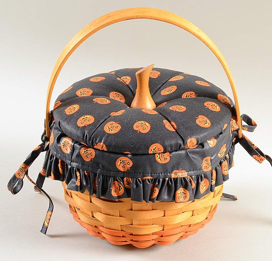 Baskets Small Pumpkin Basket & Lid w/Liner & Protector by Longaberger-1