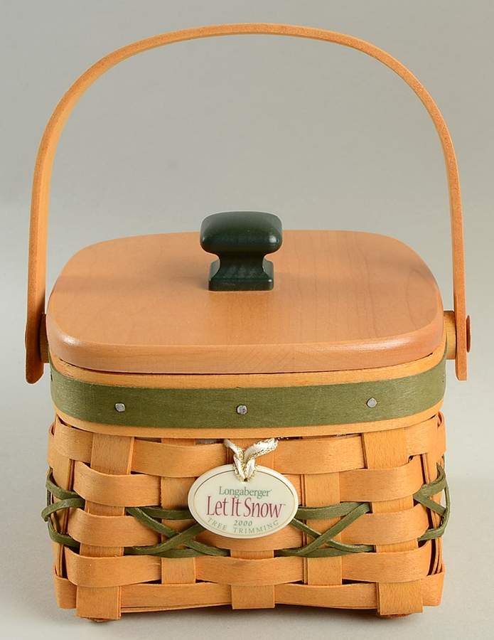 Baskets Green Let It Snow Basket & Lid w/Protector & Charm by Longaberger-1