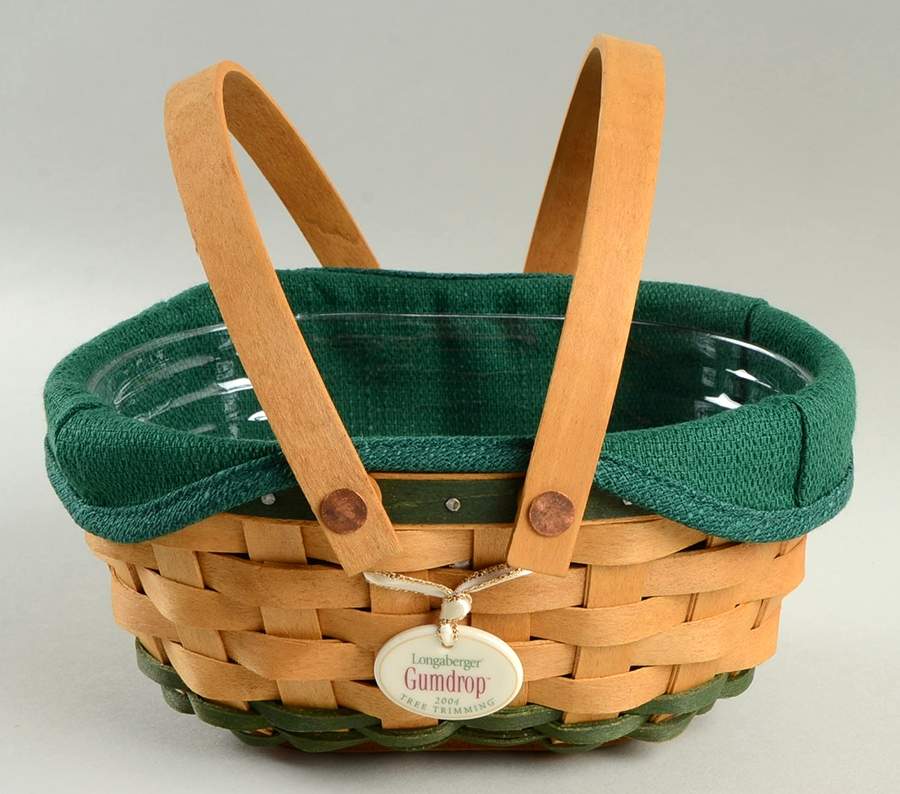 Baskets Green Gumdrop Basket & Liner w/Protector & Charm by Longaberger-1