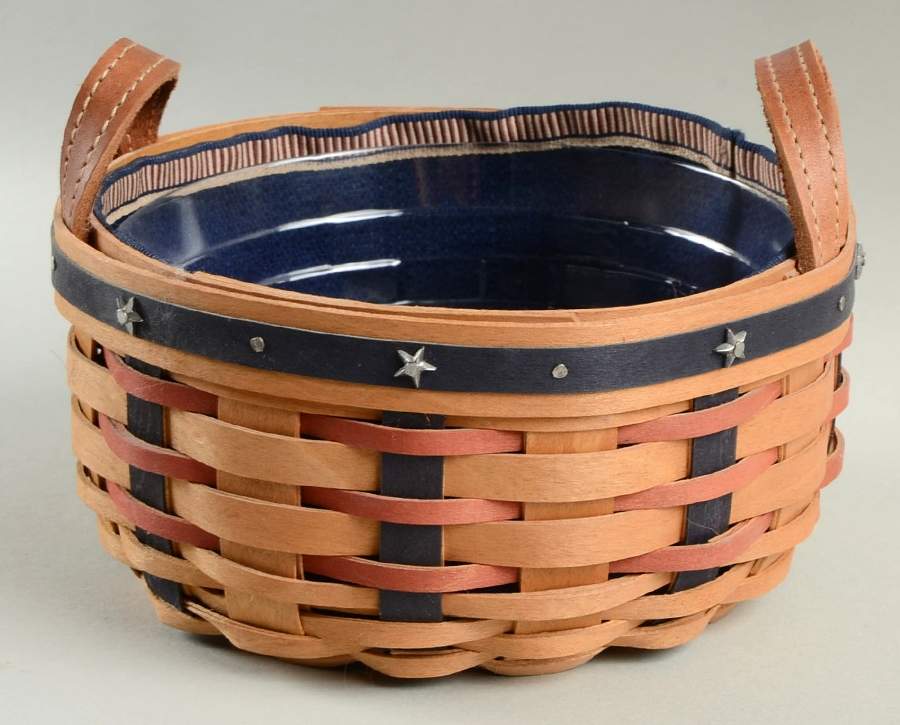 Baskets Proudly American Button Basket & Liner w/Protector by Longaberger-1