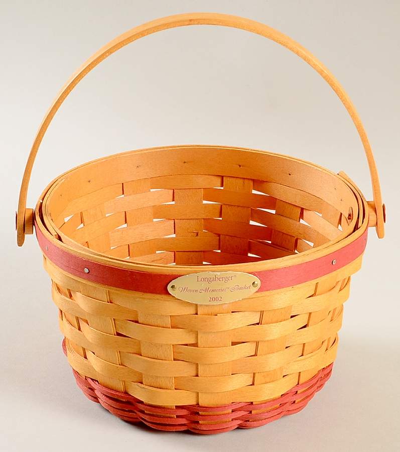 Baskets 2002 Red Woven Memories Basket by Longaberger-1