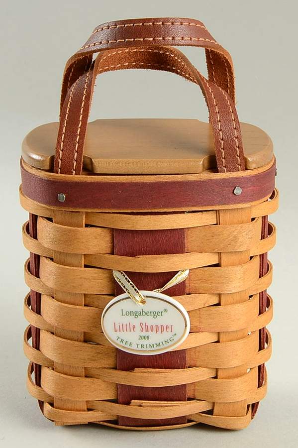 Baskets Red Little Shopper Basket&Lid w/Protector&Charm by Longaberger-1