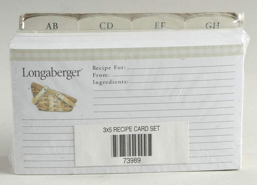 Baskets 3 X 5 Recipe Card - Set of 100 by Longaberger-1