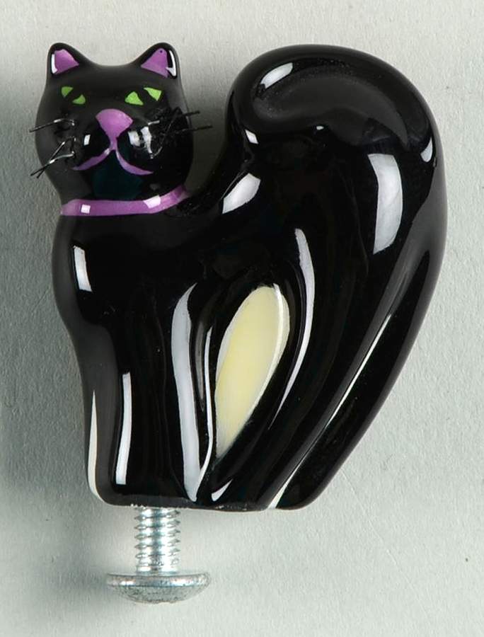 Baskets Black Cat Basket Lid Knob by Longaberger-1