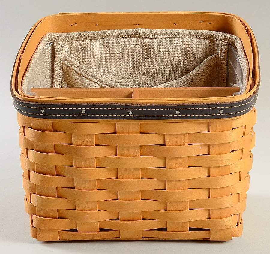 Baskets Daddy's Caddy & Liner w/Protector&Wood Divider by Longaberger-1
