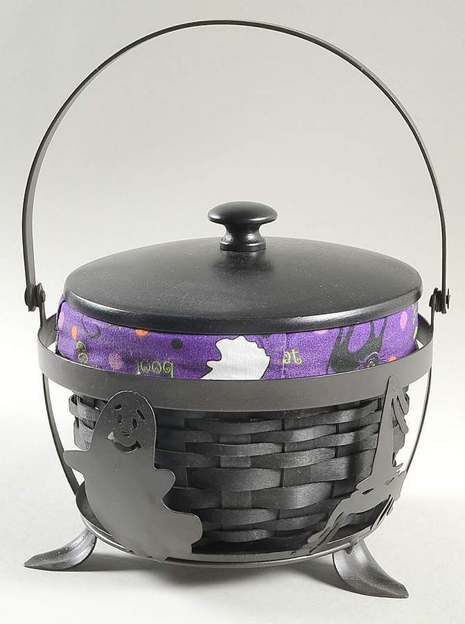 Baskets Small Cauldron Basket&Lid w/Liner,Protector&Stand by Longaberger-1