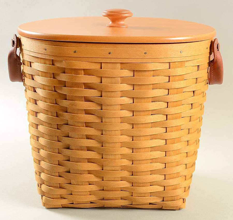 Baskets Small Oval Waste Basket & Lid w/Protector by Longaberger-1