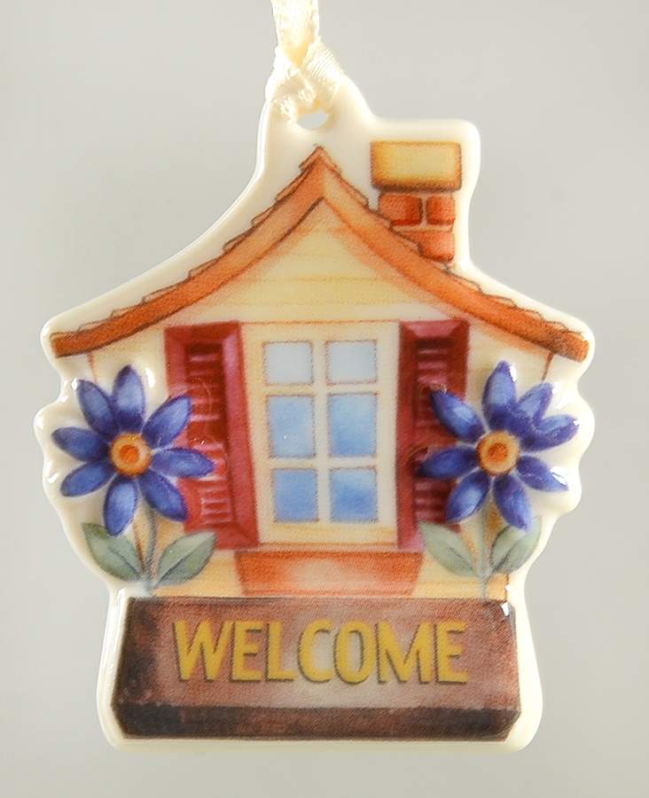 Baskets "Welcome" House Shaped Basket Charm Tie-On by Longaberger-1