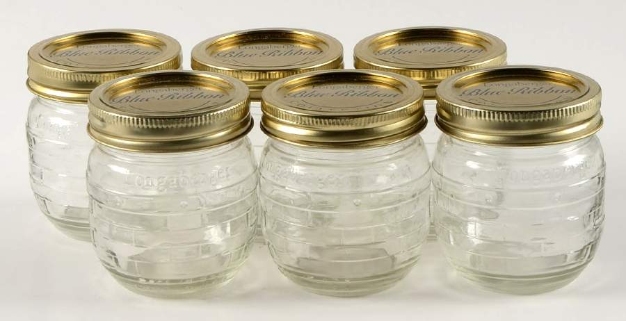 Baskets 1/2 Pint Glass Canning Jar - Set of 6 by Longaberger-1