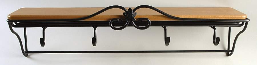 Baskets Narrow Metal Wall Rack & Wood Shelf by Longaberger-1