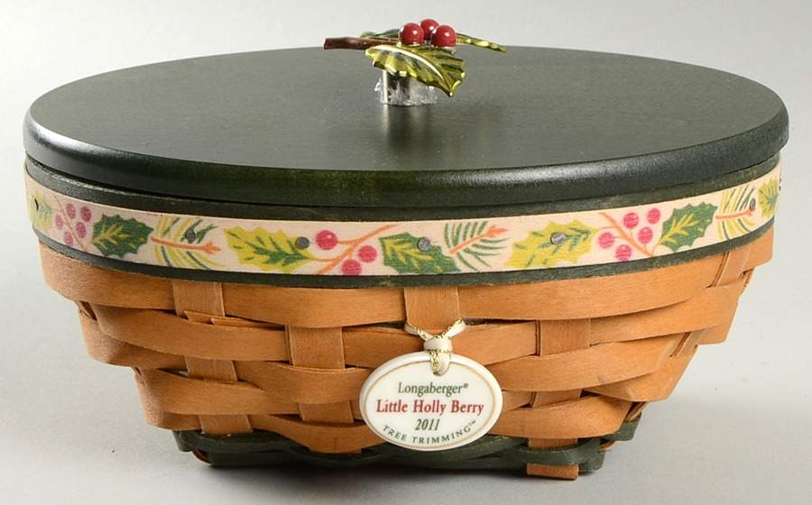 Baskets (5 Piece) Green Little Holly Berry Basket Set by Longaberger-1
