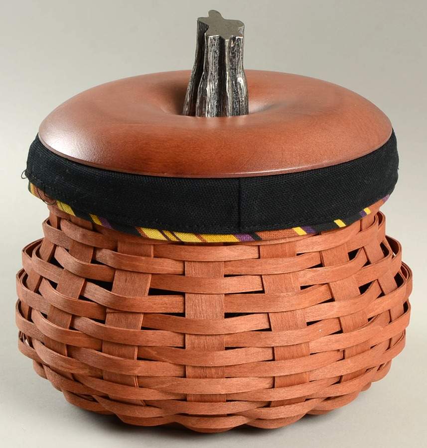 Baskets Small Fall Gourd Basket & Lid w/Liner & Protector by Longaberger-1