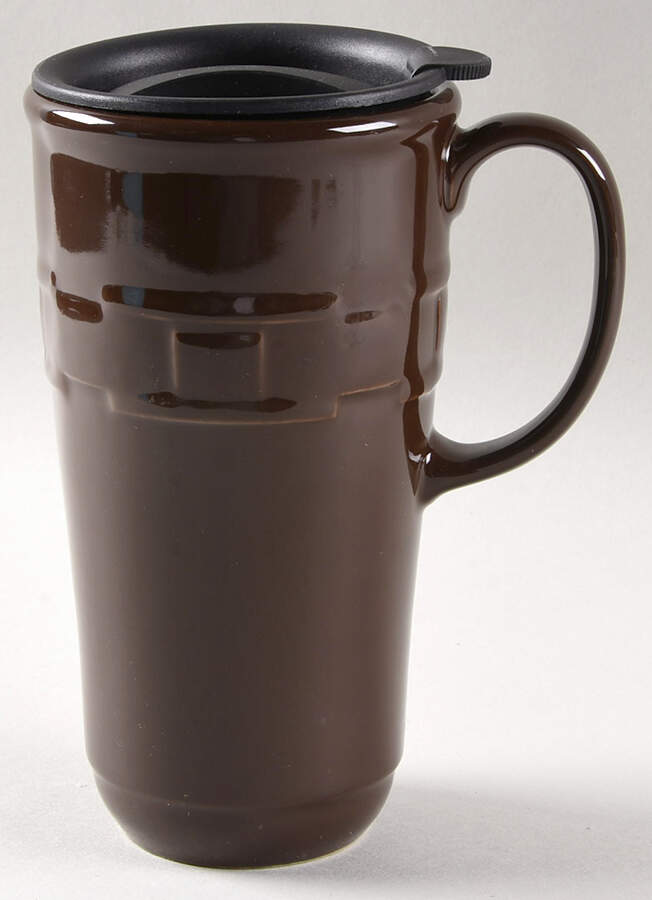 Woven Traditions Chocolate Travel Mug & Plastic Lid by Longaberger-1