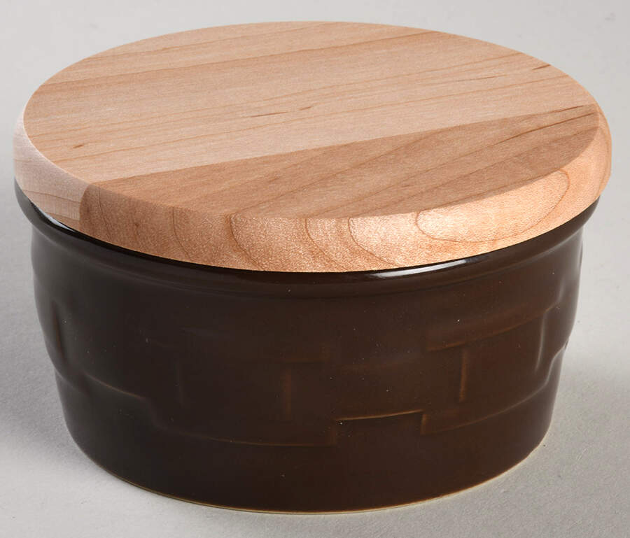 Woven Traditions Chocolate Ramekin & Wood Lid by Longaberger-1