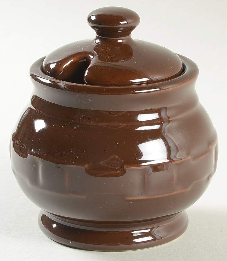 Woven Traditions Chocolate Sugar Bowl & Lid by Longaberger-1