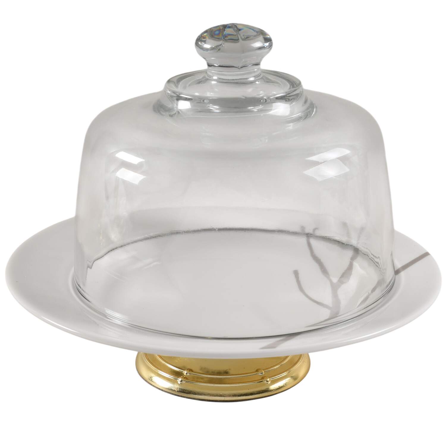 Park City 6 1/2"-7 1/2" Footed Cheese Plate w/ Glass Dome HC by Lenox-1