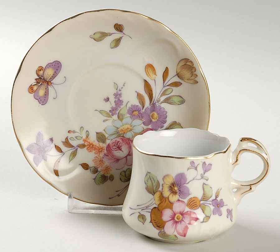 LEF95 Flat Demitasse Cup & Saucer Set by Lefton-1