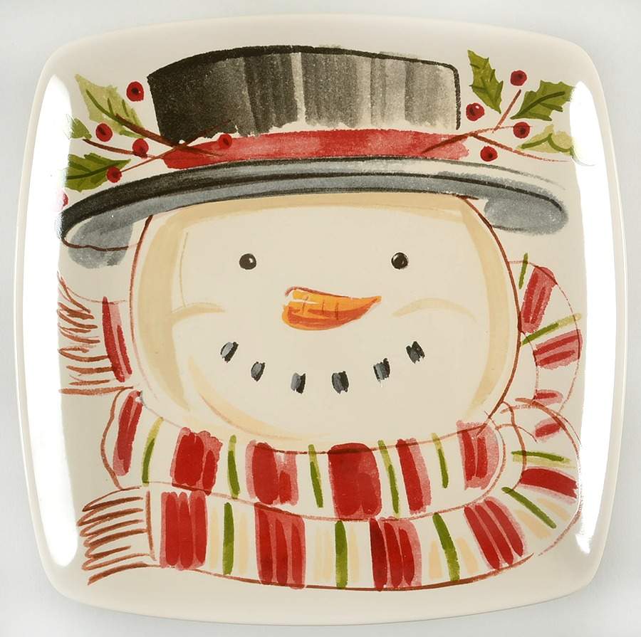 Top Hat Snowman Square Luncheon Plate by Longaberger-1
