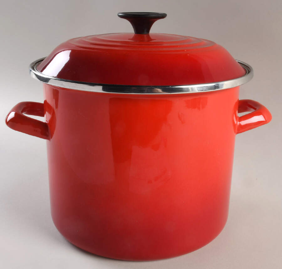 Cerise (Cherry) 10 Qt Metal Stockpot & Lid by Le Creuset-1