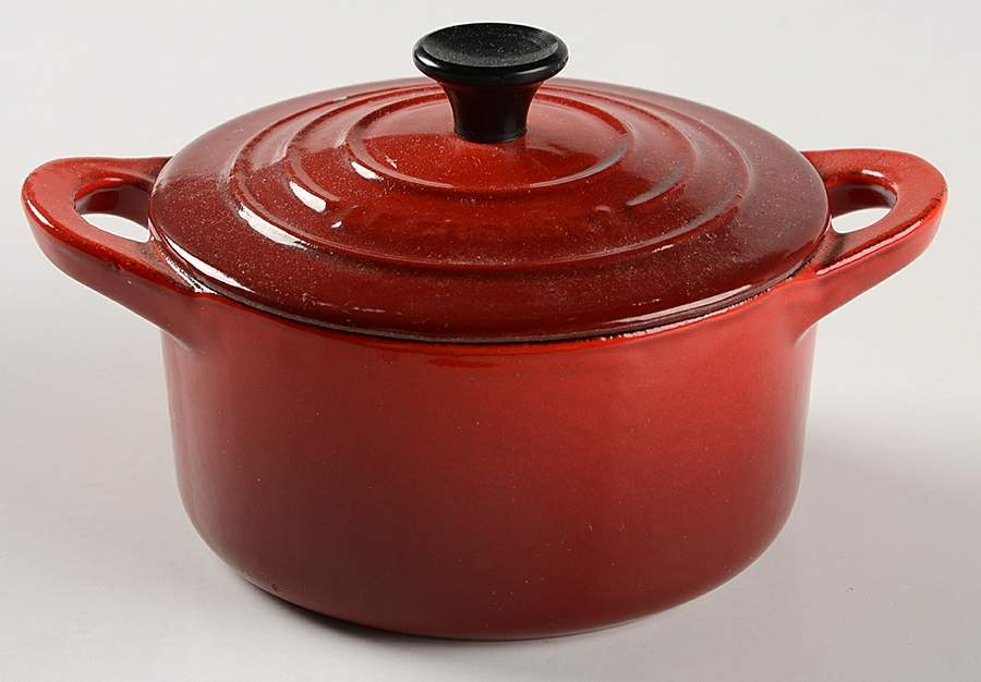 Cerise (Cherry) 8 Oz Mini Round Cast Iron Cocotte & Lid by Le Creuset-1